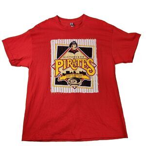 Pittsburgh Pirates Retro Promo Men's XL Red Double-sided Graphic Logo Tshirt Tee